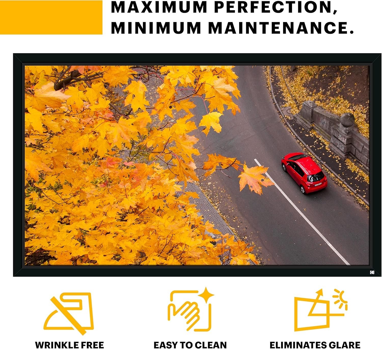 120-Inch Fixed Frame Projector Screen 4K/8K HD & 3D Ready Wall Mount Black