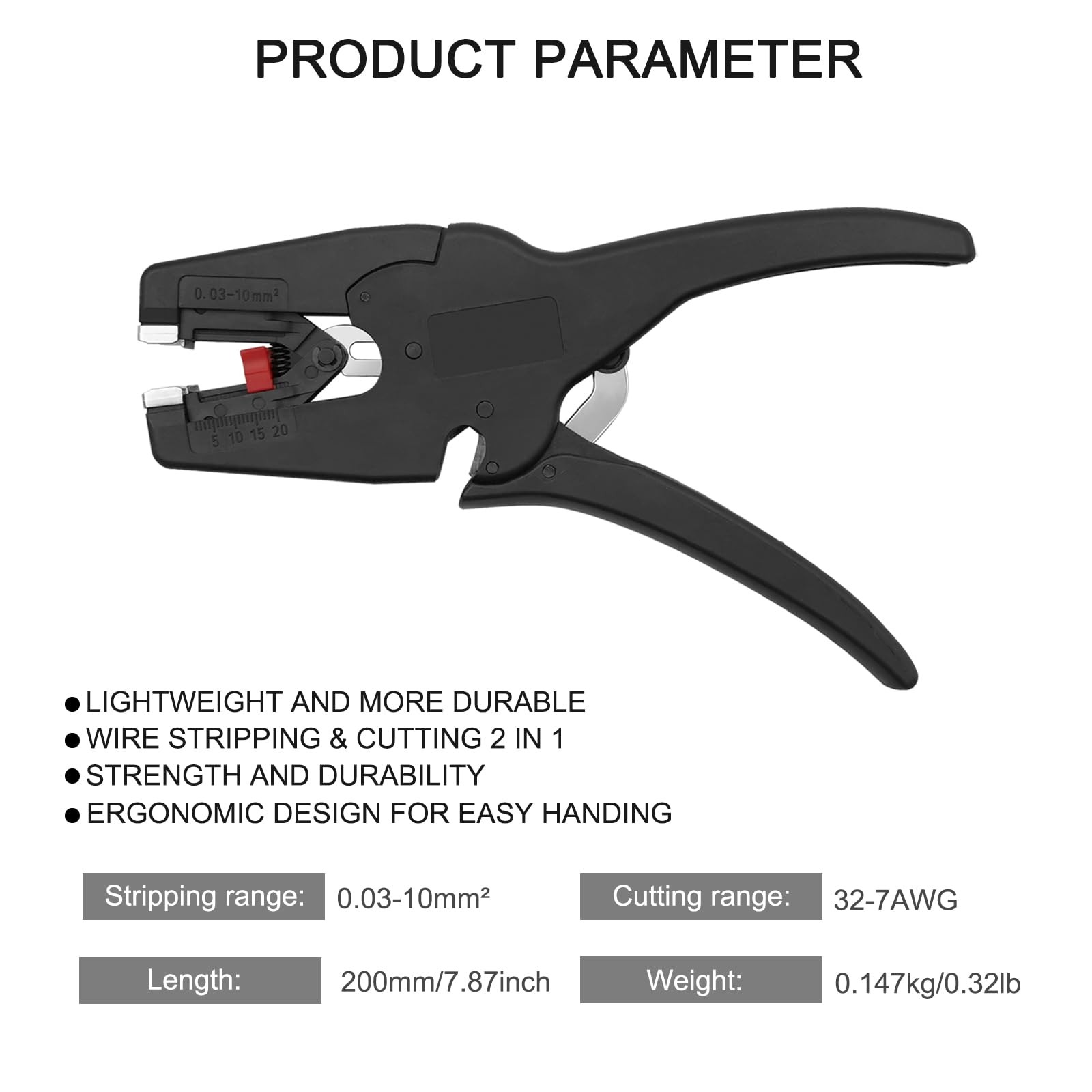 Automatic Wire Stripper/Wire Cutter, 2 in 1 Stripper Tool for 32-7 Black
