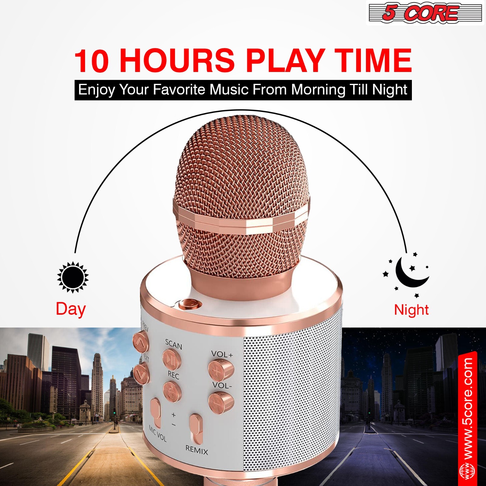 5 Core Microphone Wireless Karaoke Mic with Speaker Portable Bluetooth Microfono