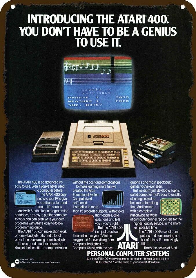 1979 ATARI 400 Computer System Vintage-Look-Edge *DECORATIVE REPLICA METAL SIGN*