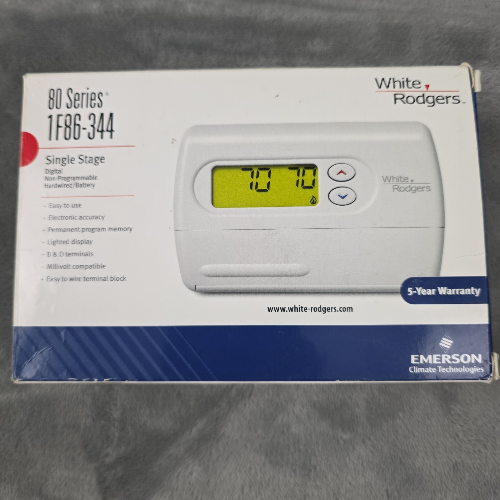 White-Rodgers 1F86344 Non-Programmable Thermostat - White