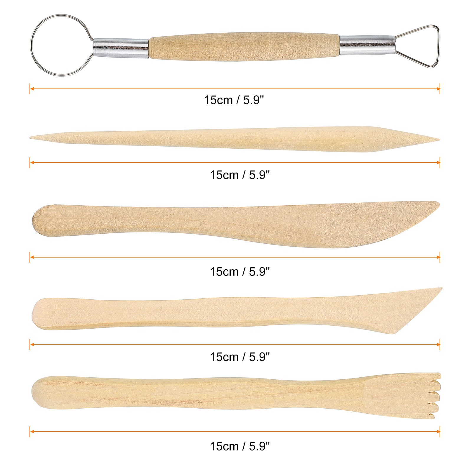 5pcs Wooden Clay Sculpting Tools Double-Headed Modeling Sculpting Pottery Tool