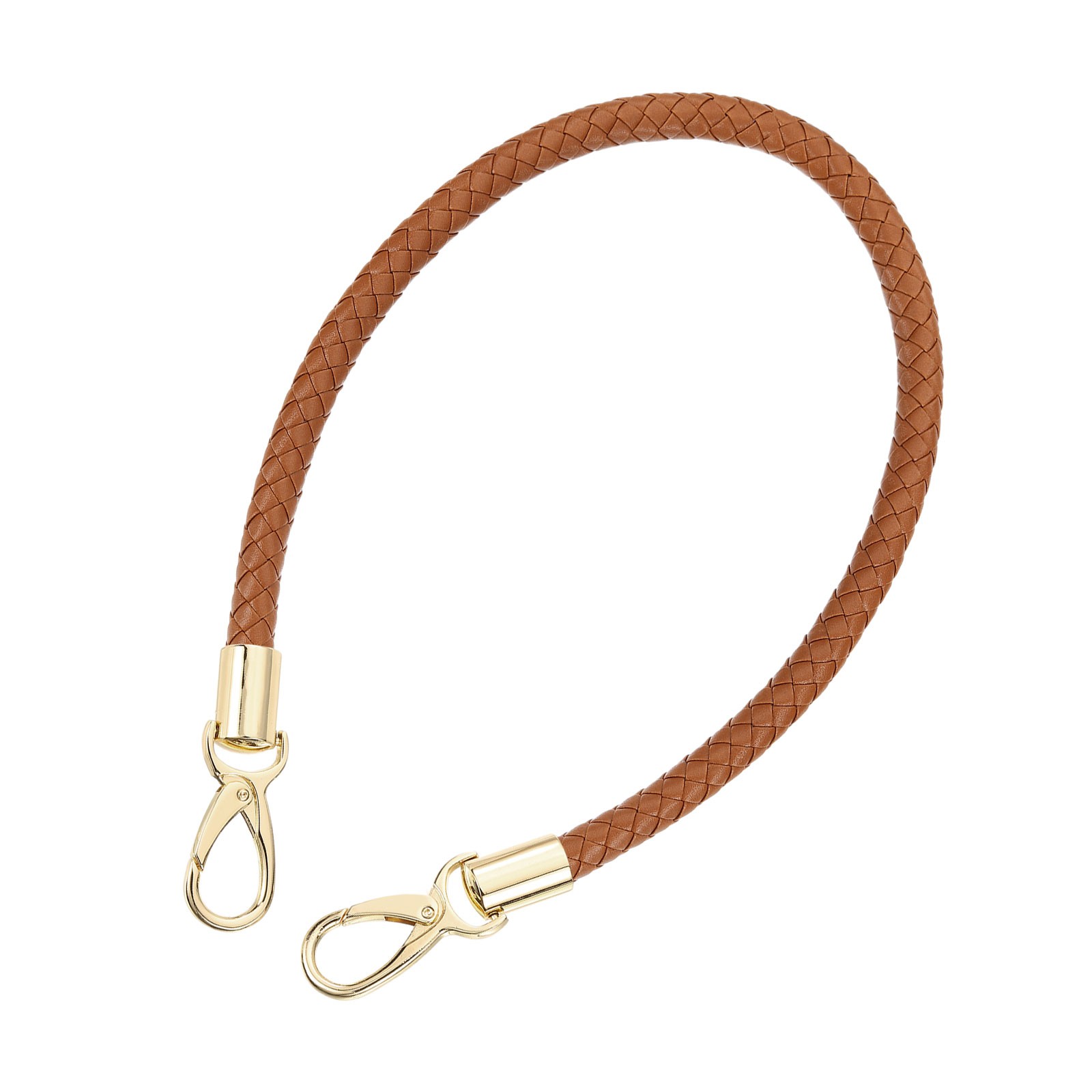 60cm Short Leather PU Braided Purse Replacement Handle - Light Brown, Gold