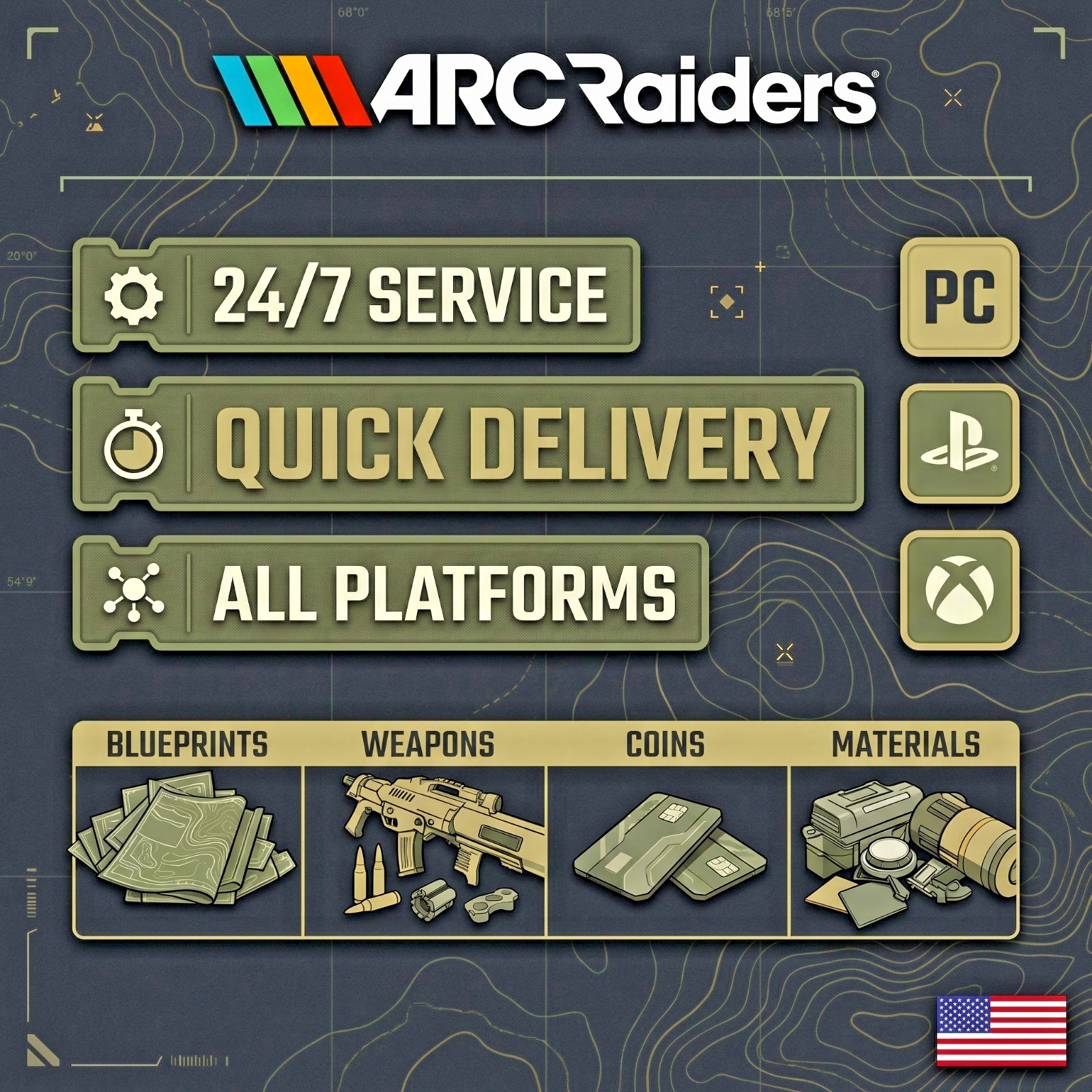 ARC RAIDERS BLUEPRINTS ⭐ ARC RAIDERS WEAPONS 🔥 Keys 🔥Crafting Materials🔥Coins