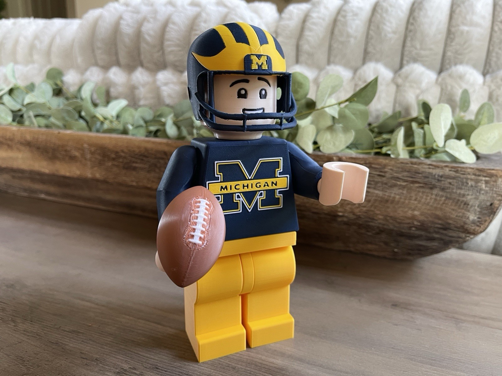 University of Michigan Wolverine XL 3D 8" Printed Sports Figure U of M Tom Brady