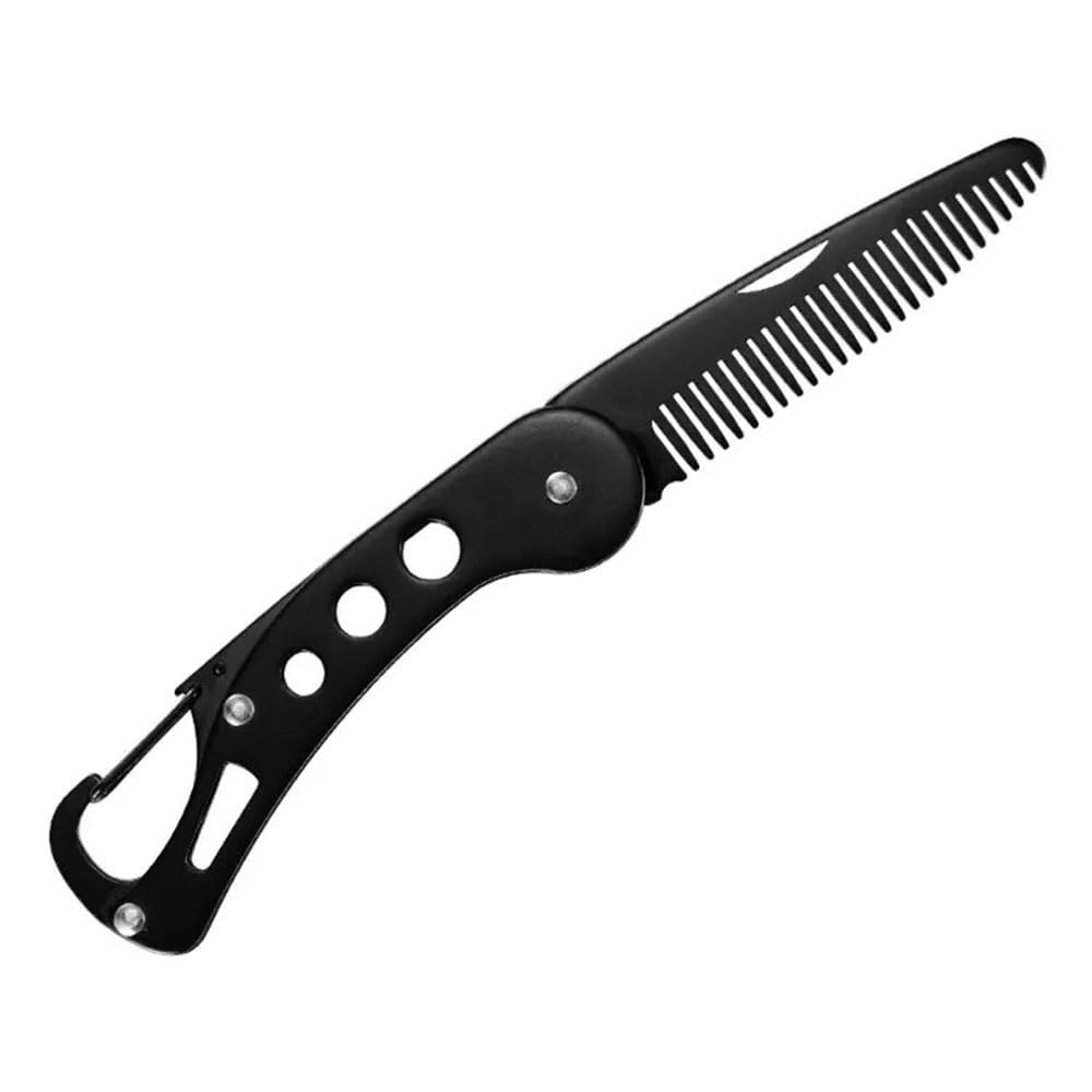 Stainless Steel Folding Beard Comb, Portable 1 Count (Pack of 1)