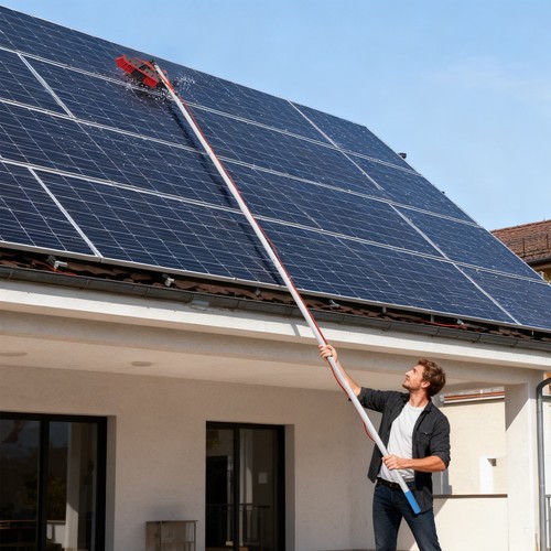 Solar Panel Window Cleaning Tool Outdoor Cleaning Brush & Pole Cleaning Kit