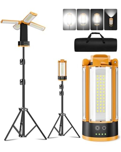 Rechargeable Camping Light with Stand, 10400mAh LED Work Light 1 Pack Orange