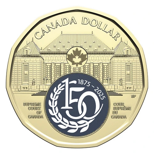 2025 Canada $1 Loonie Supreme Court 150th Anniversary Color UNC Coin From Roll