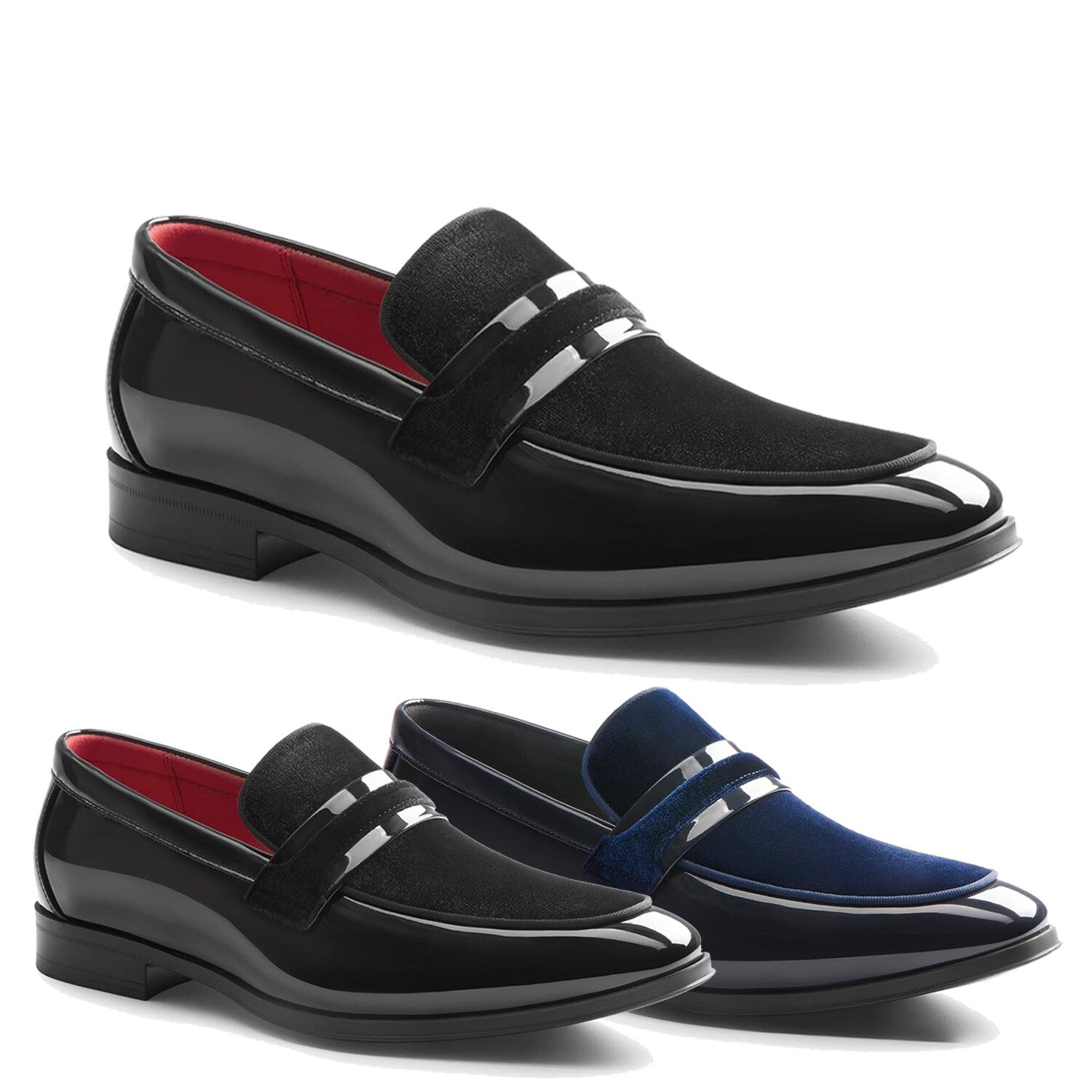 Men's Tuxedo Patent Loafers Classic Velvet Slip-on Dress Formal Shoes 8-13