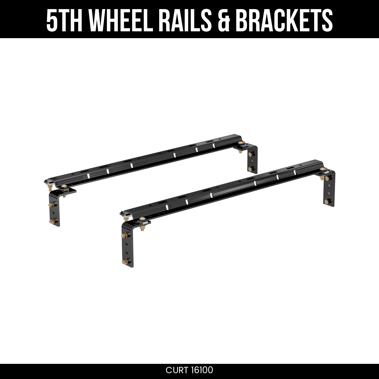 CURT Fifth Wheel Rails, Gloss Black, Industry Standard, 25K lbs, 16100