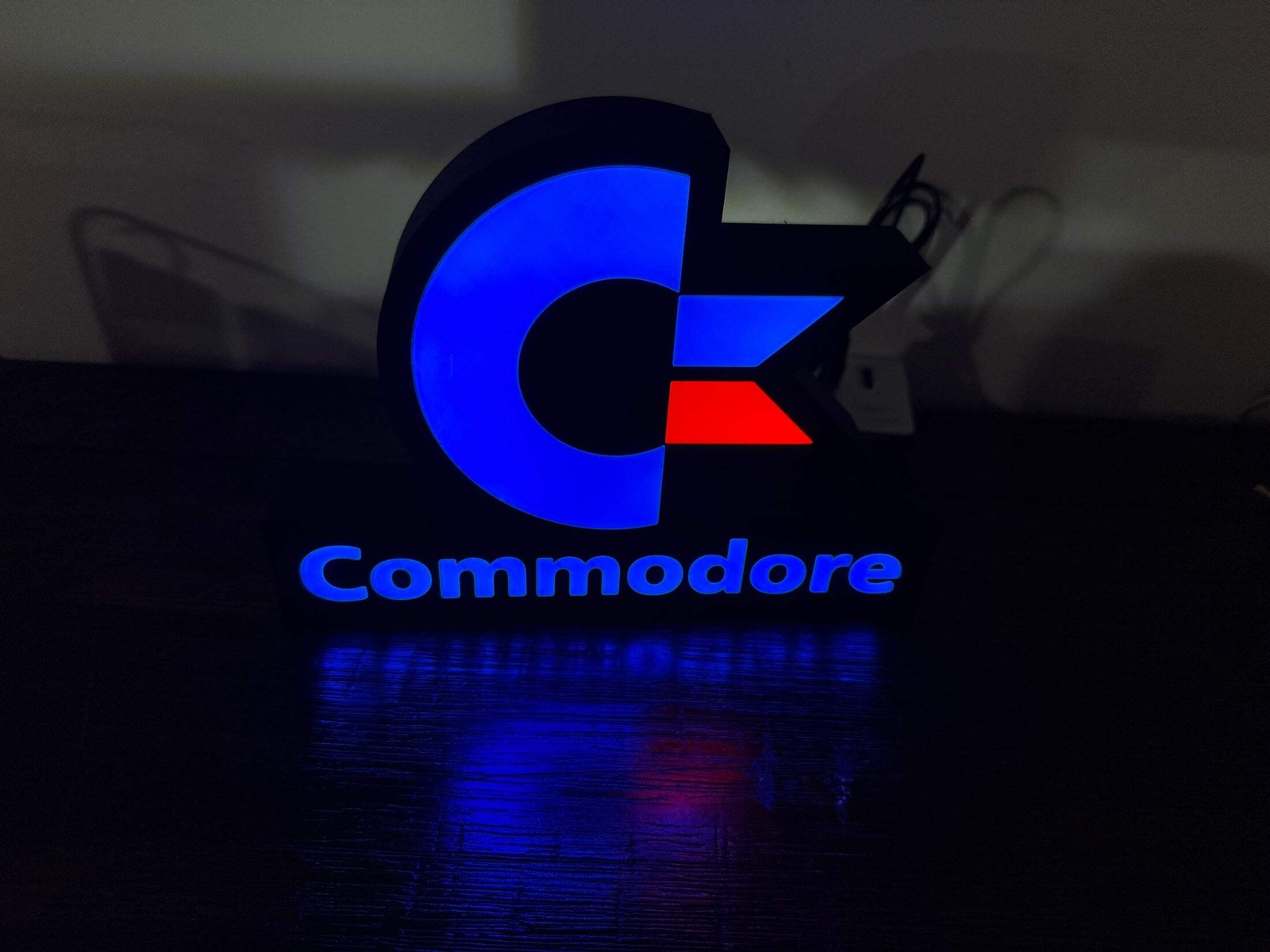 Light Up USB Powered Commodore Logo & Words - Vintage Computing Wall Art