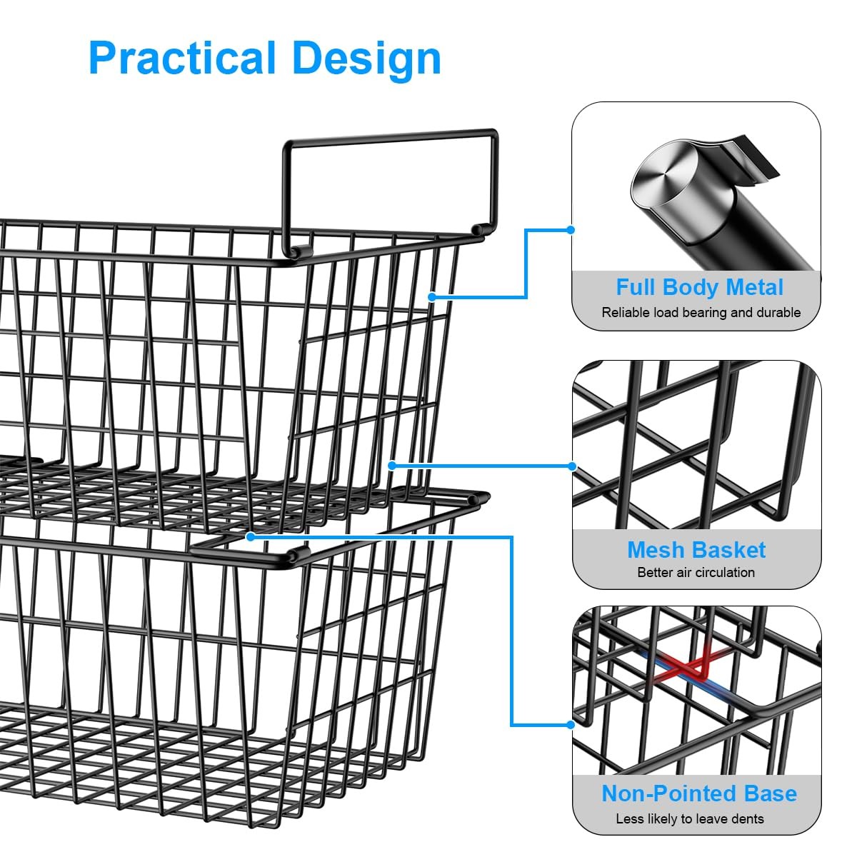 Homics Freezer Organizer Bins, Large Capacity Stackable Baskets for Deep Ches...