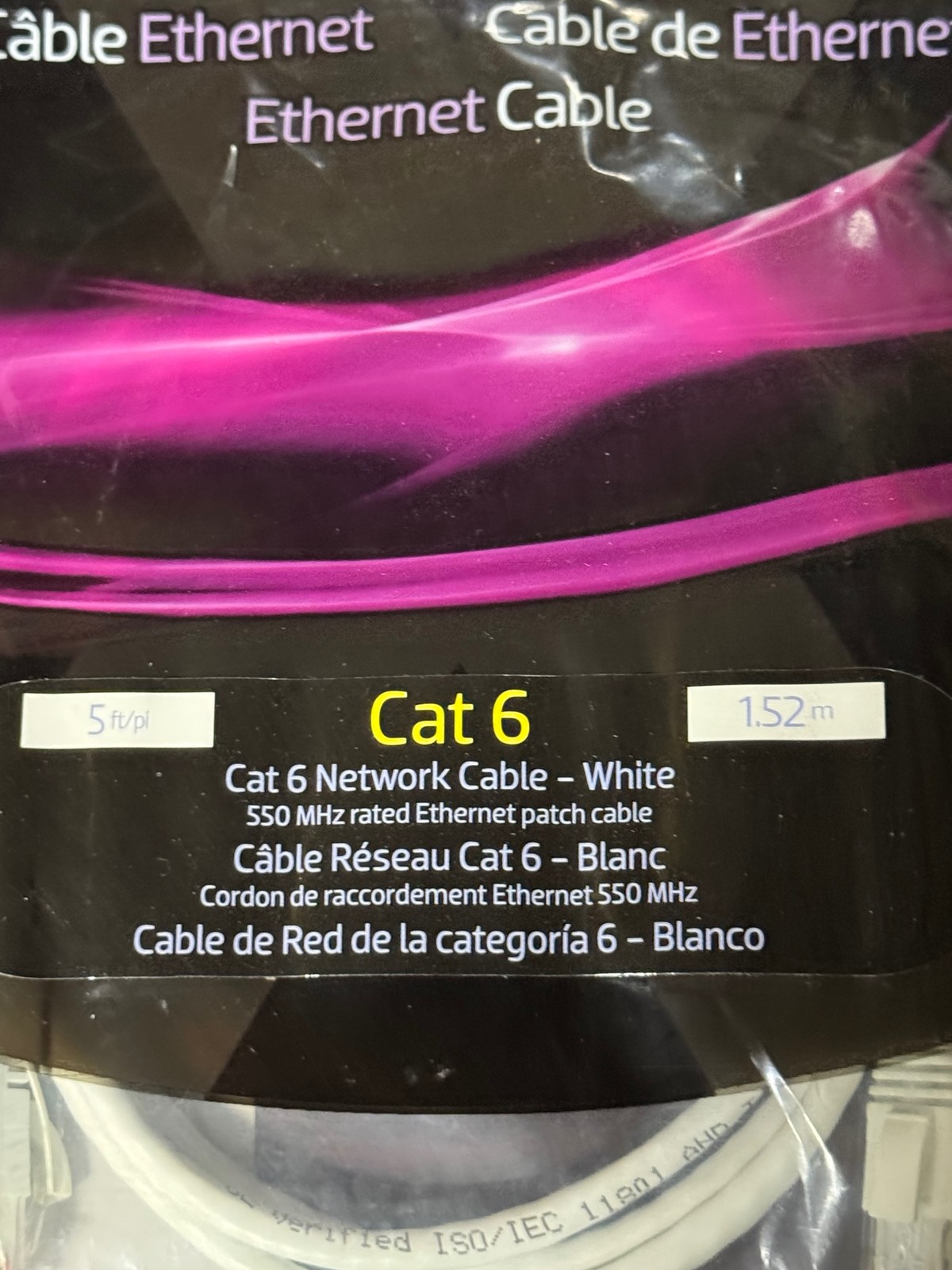 GoldX Cat 6 Ethernet Cable 5ft White RJ45 550MHz Network Patch Cable Sealed