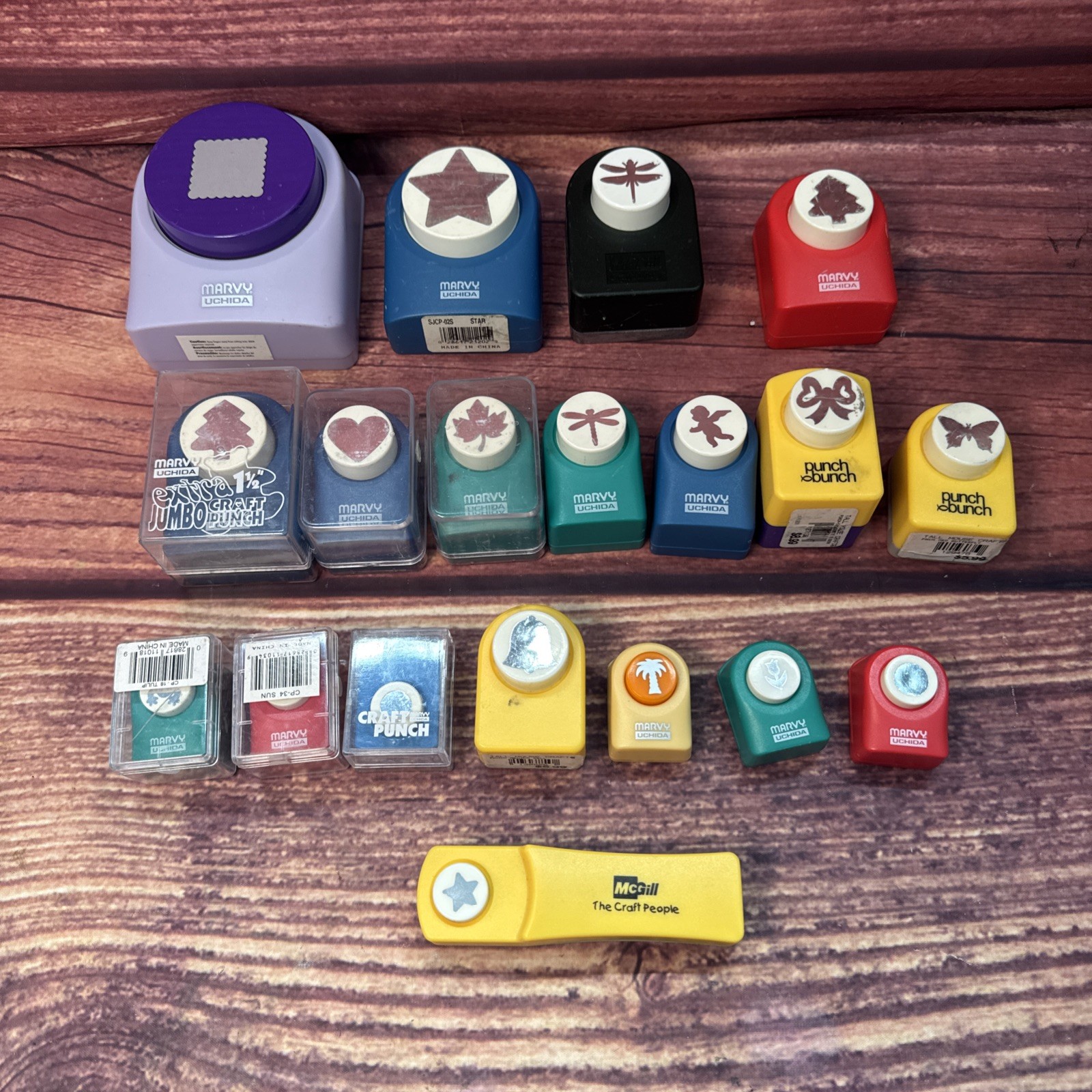 Lot of 19 Paper Punches - Assorted by Marvy Uchida, Punch Bunch, McGill