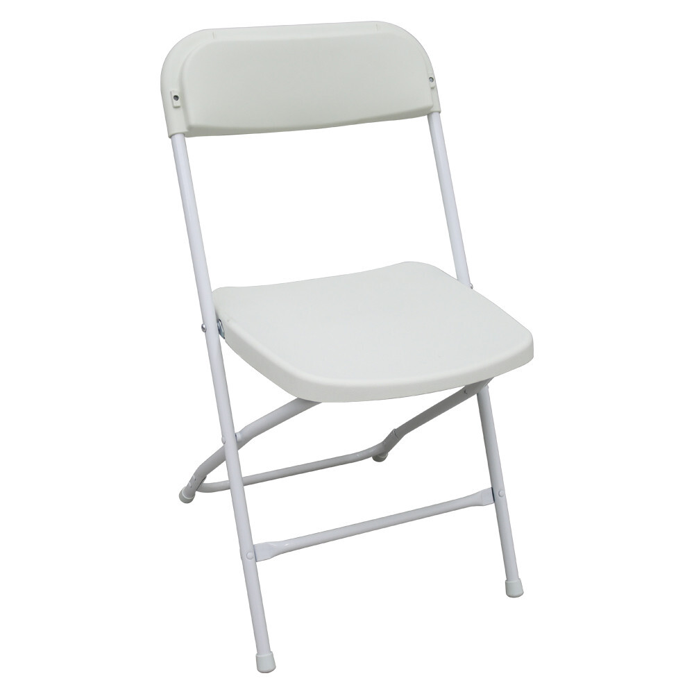 5 Pack White Plastic Commercial Folding Stackable Chairs Plastic + Iron Material