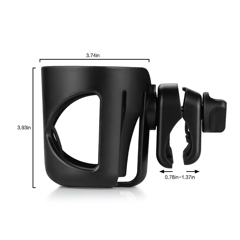 Universal Stroller Cup Holder with Hook - 360° Rotatable & Adjustable Clip