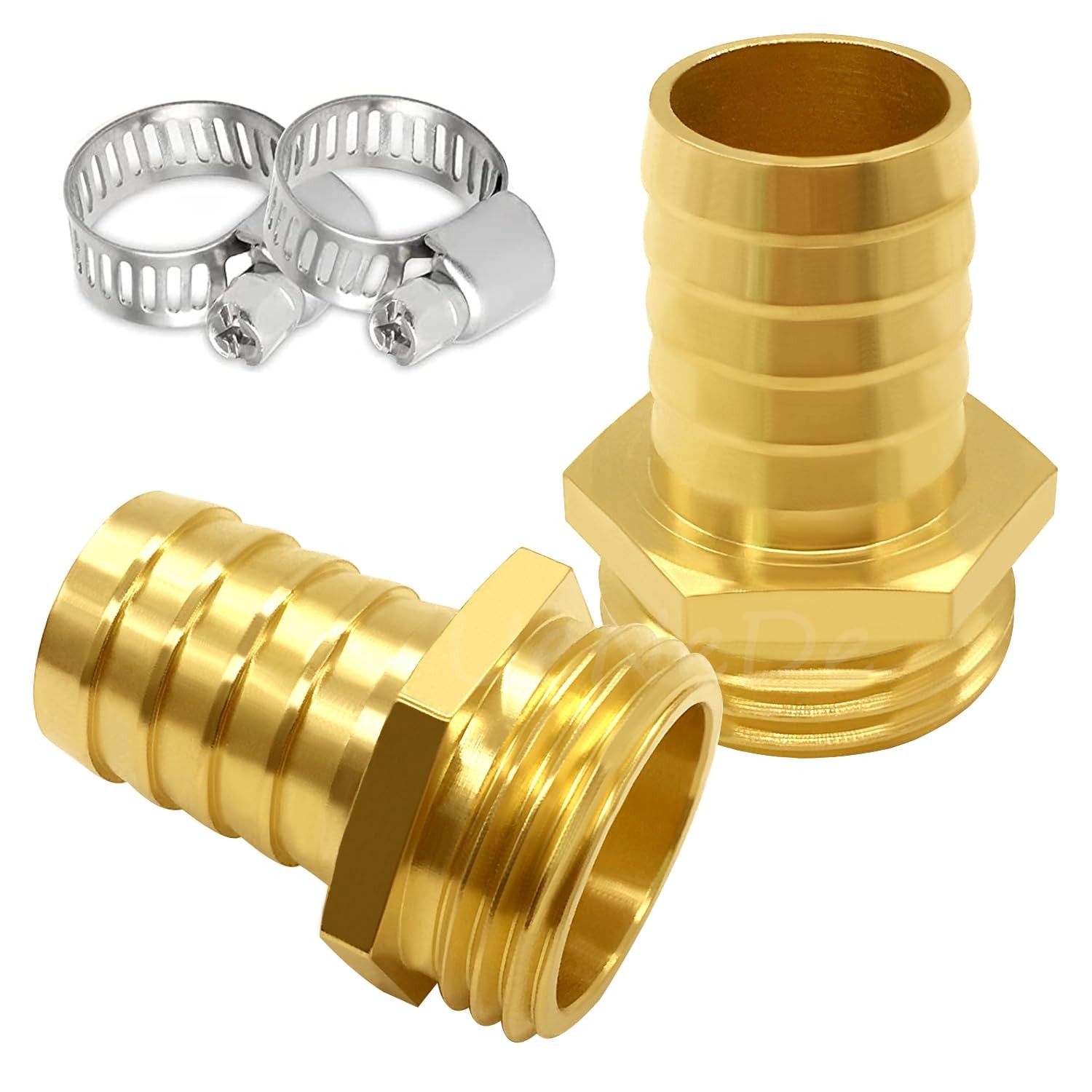 Uenede 2PCS Brass 5/8" Barb x 3/4"GHT Male Garden Hose End