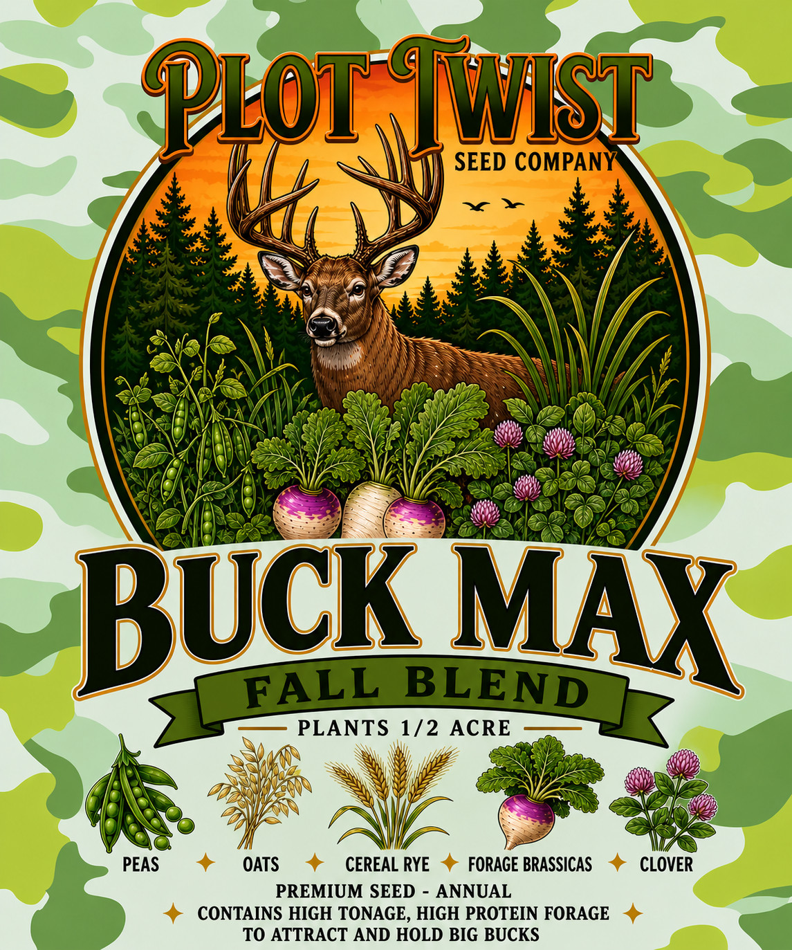 Food Plot Seed Deer Hunting Turnip Radish Oats Clover Peas Brassica Protein Rye