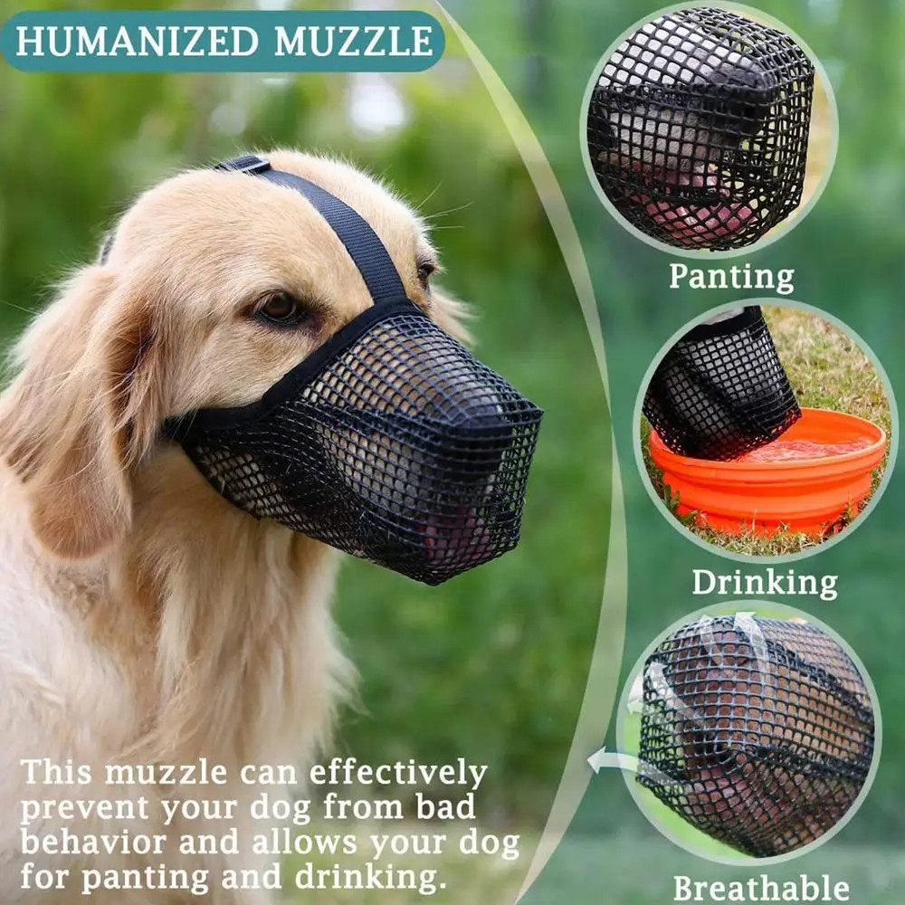 Dog Muzzle, Soft Mesh Covered for Bait Protection with Adjustable Straps.