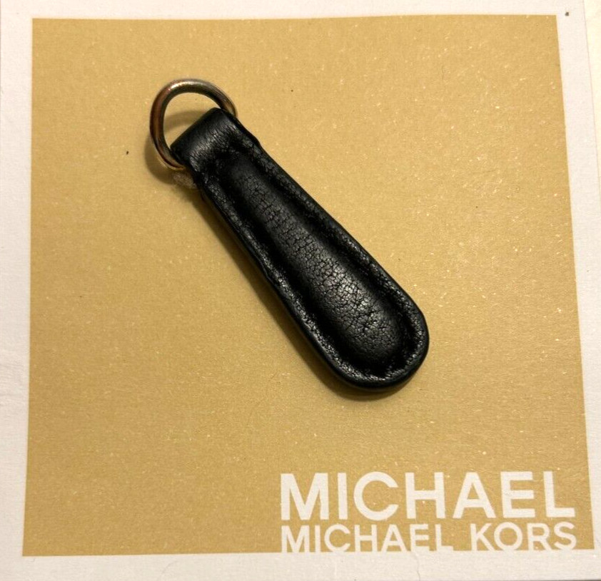 Michael Kors Black Leather Gold Tone Zipper's Puller For Handbag Wristlet Purse