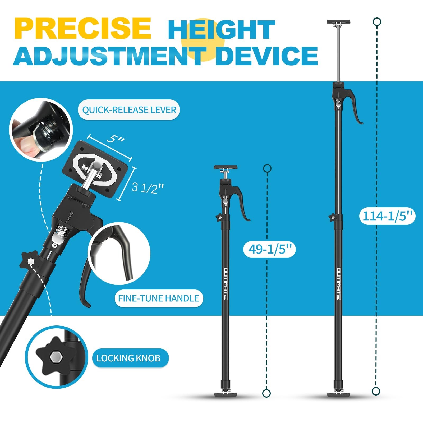 Third Hand Support Pole Heavy Duty, Cabinet Jacks for Installing Cabinets wit...