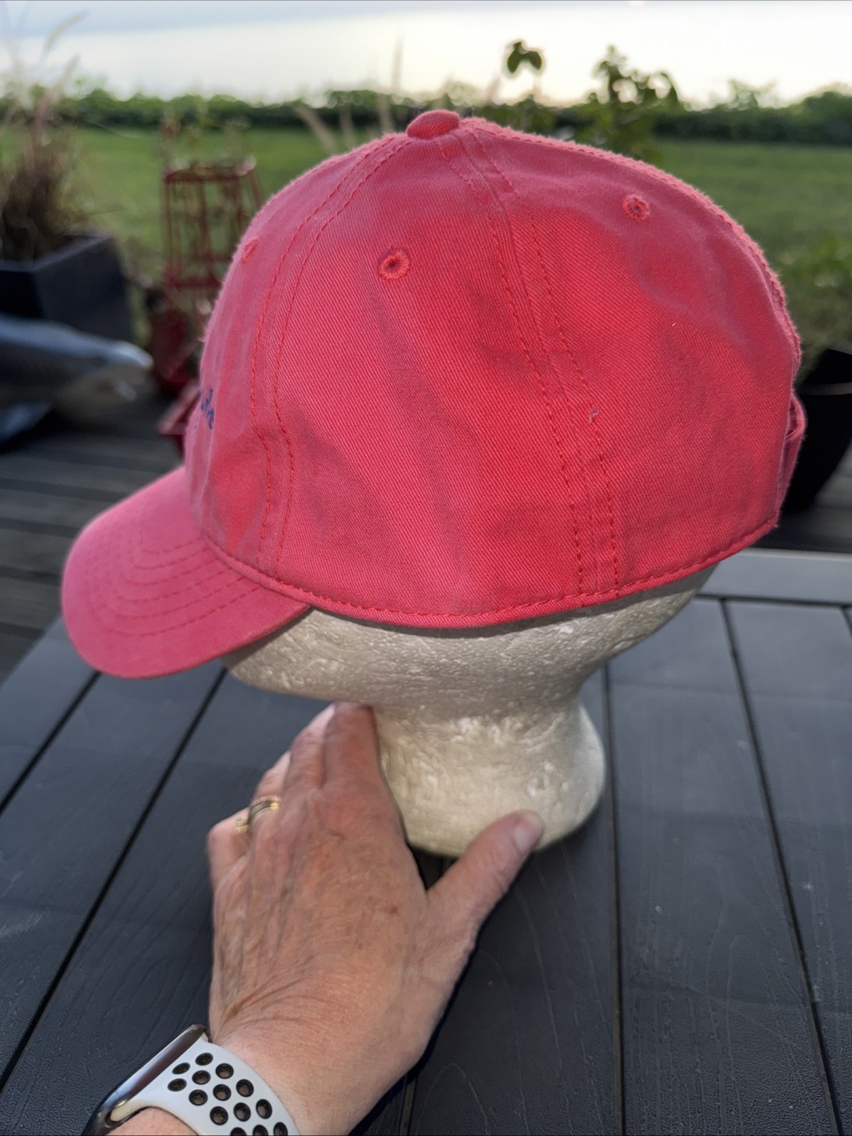 Camden Harbor Maine Pink Hat Cap Red Lobster in Boat Blue Letters CottonHookLoop