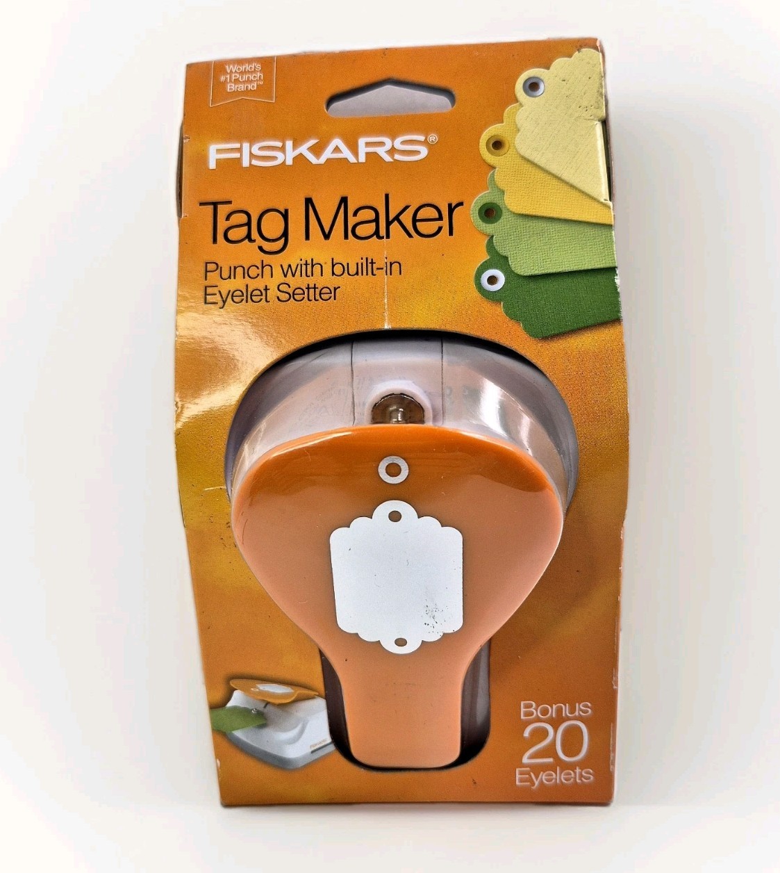 Fiskars 197560-1001Tag Maker Punch with Built in Eyelet Setter NIP