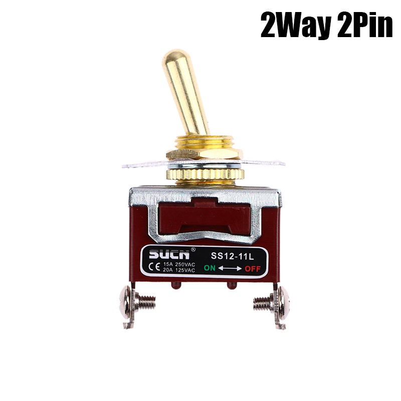 Golden Color Brass Knurl Toggle 12~ 250V 1GANG 2Way 2Pin DIY Light Button Switch