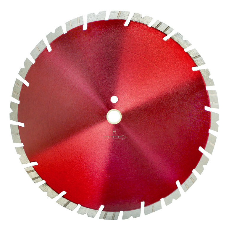 16" x140" x 1" Alternating Notched and Turbo Segmented Diamond Blade 15 mm Rim
