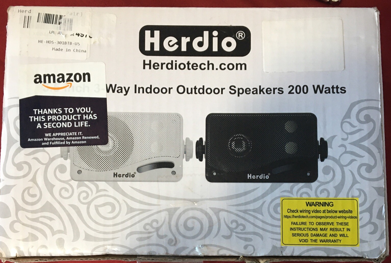 Herdio 3.5" Passive Outdoor Speakers Wired Waterproof 3 Way Wall Mount Speakers