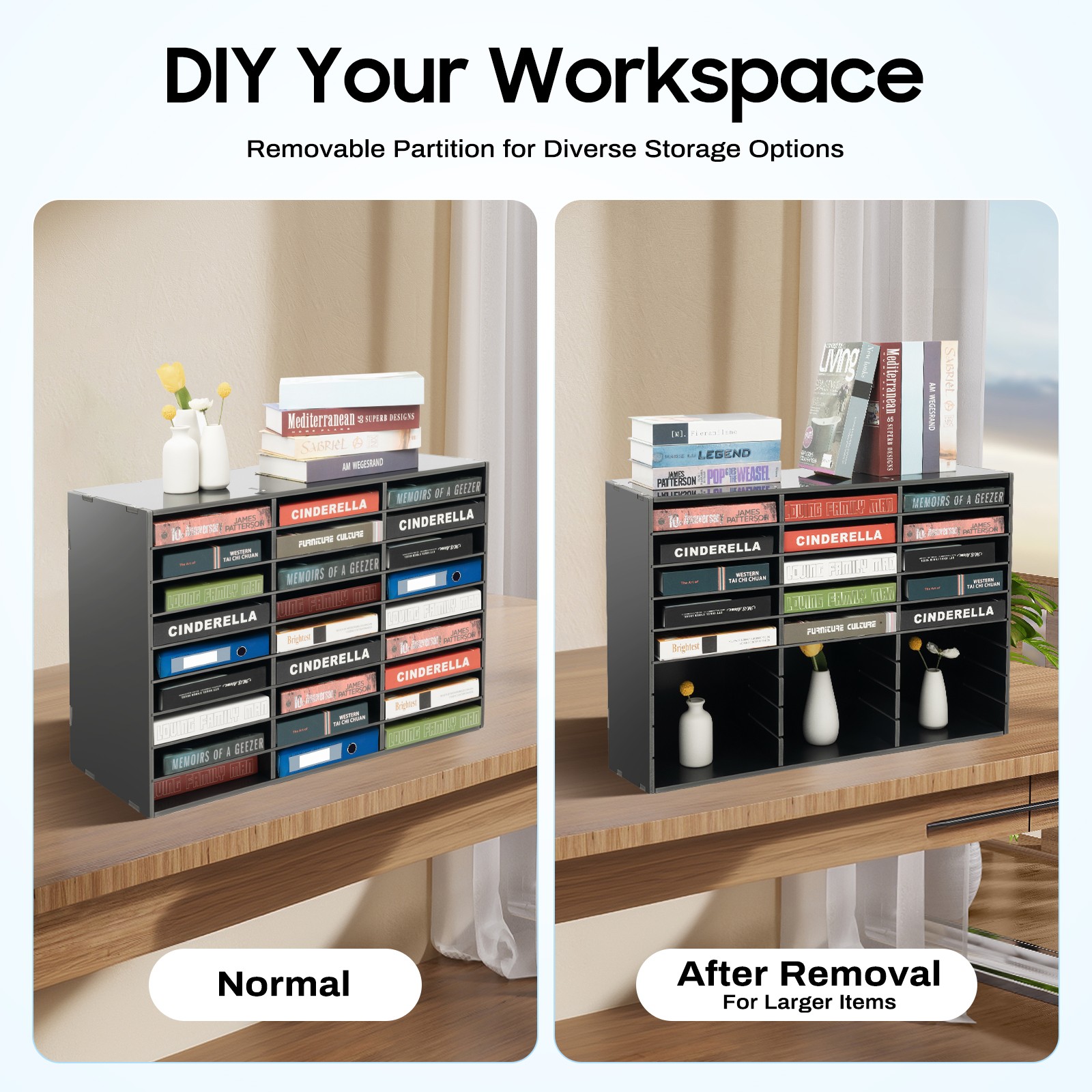 Modern 27 Slots File Storage Cabinet Literature Organizer Black 80*30.5*55.1cm