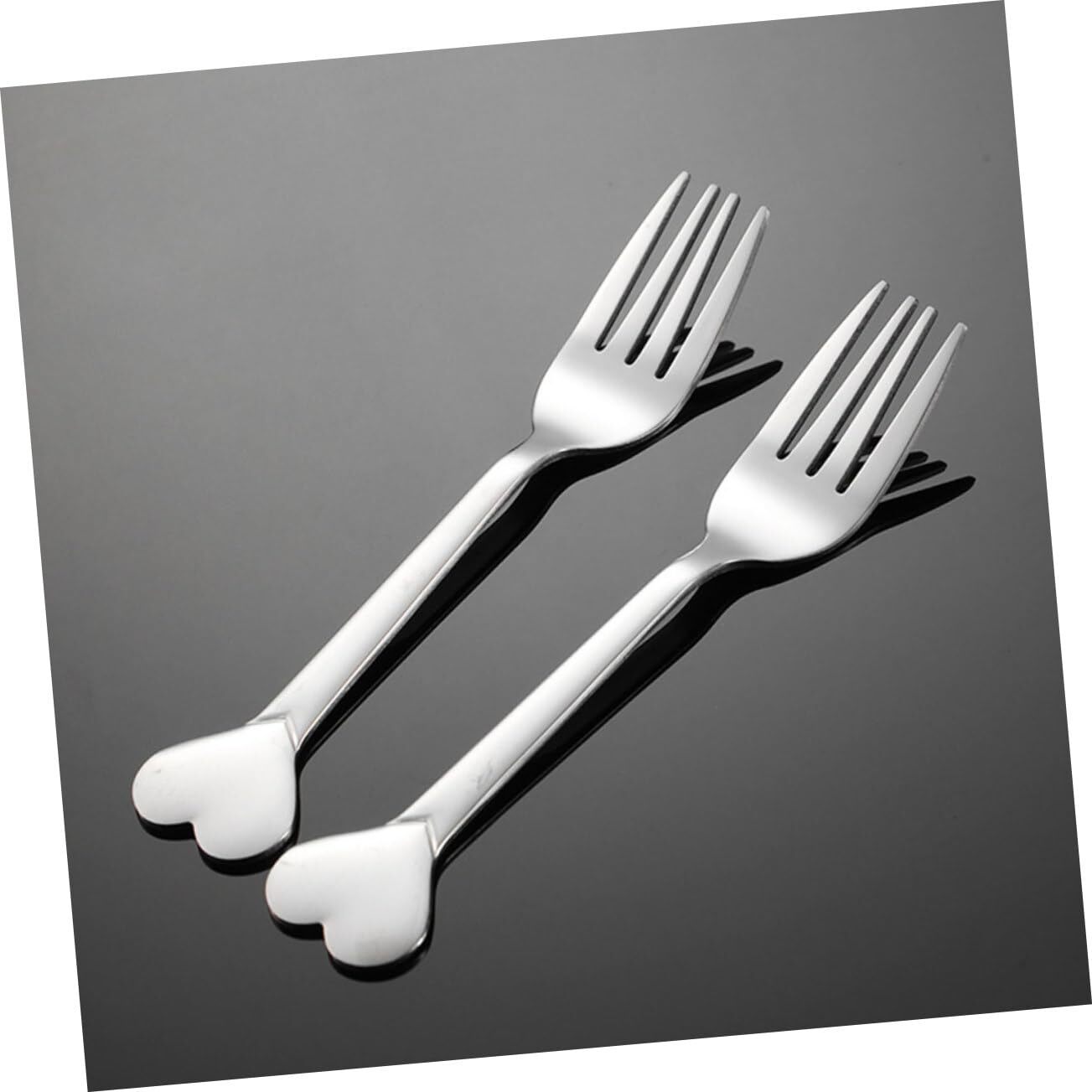 12 PCS Heart Shaped Appetizer Fork Spoons Silverware Set Dessert Fruit