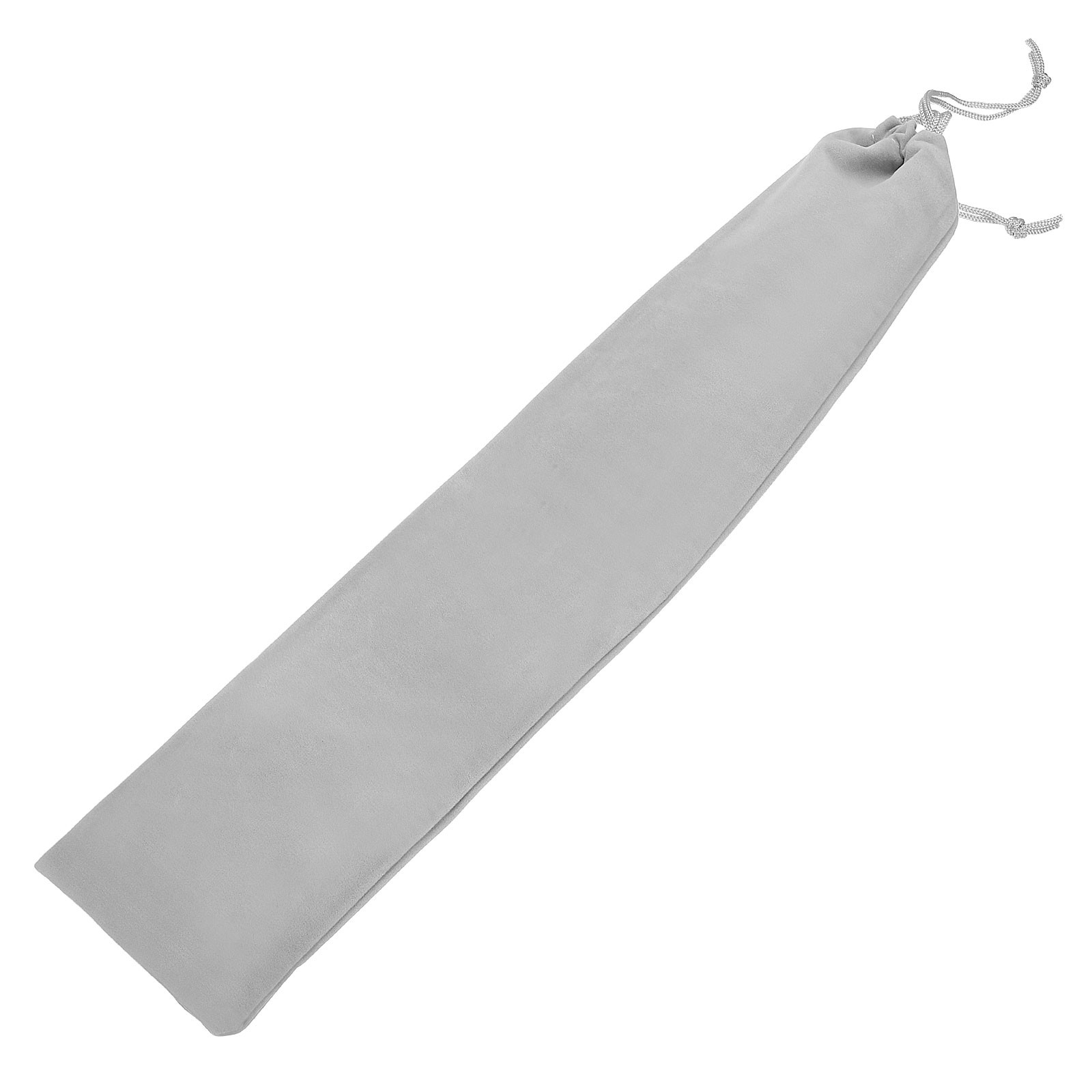 Grey Long Flannel Fabric Drawstring Pouch for Recorder Drum Sticks, 10 x 45cm