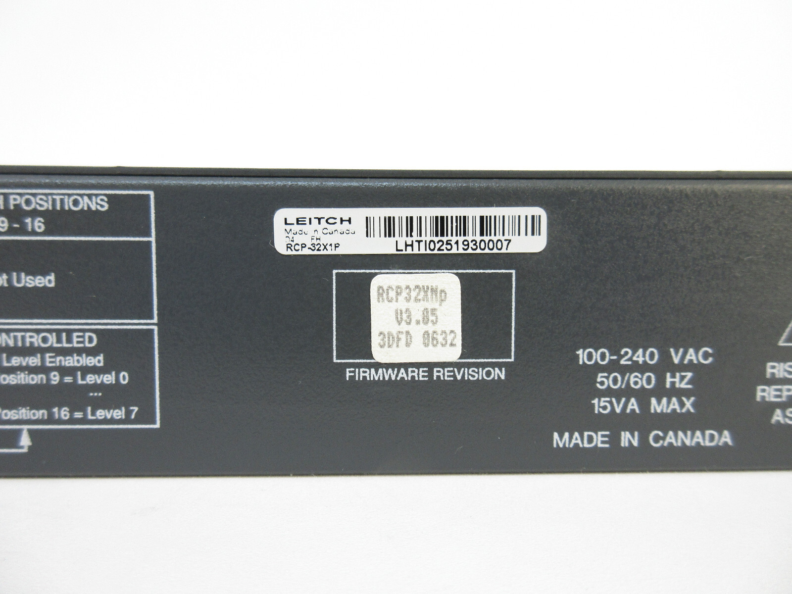 Leitch RCP-32X1P 1RU Remote 32x1 Programmable Push Button Switch Panel