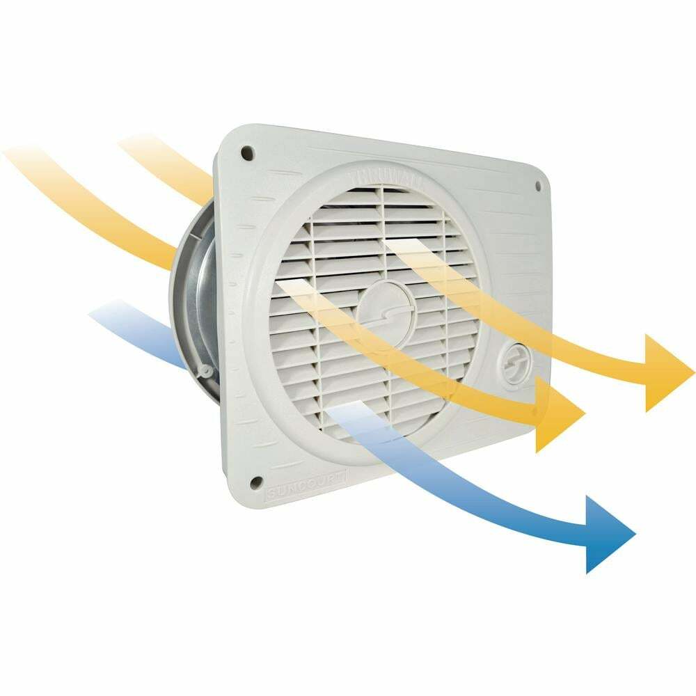 Suncourt Thru Wall Fan Variable Speed Hardwired Quiet Operation Rotating Grille
