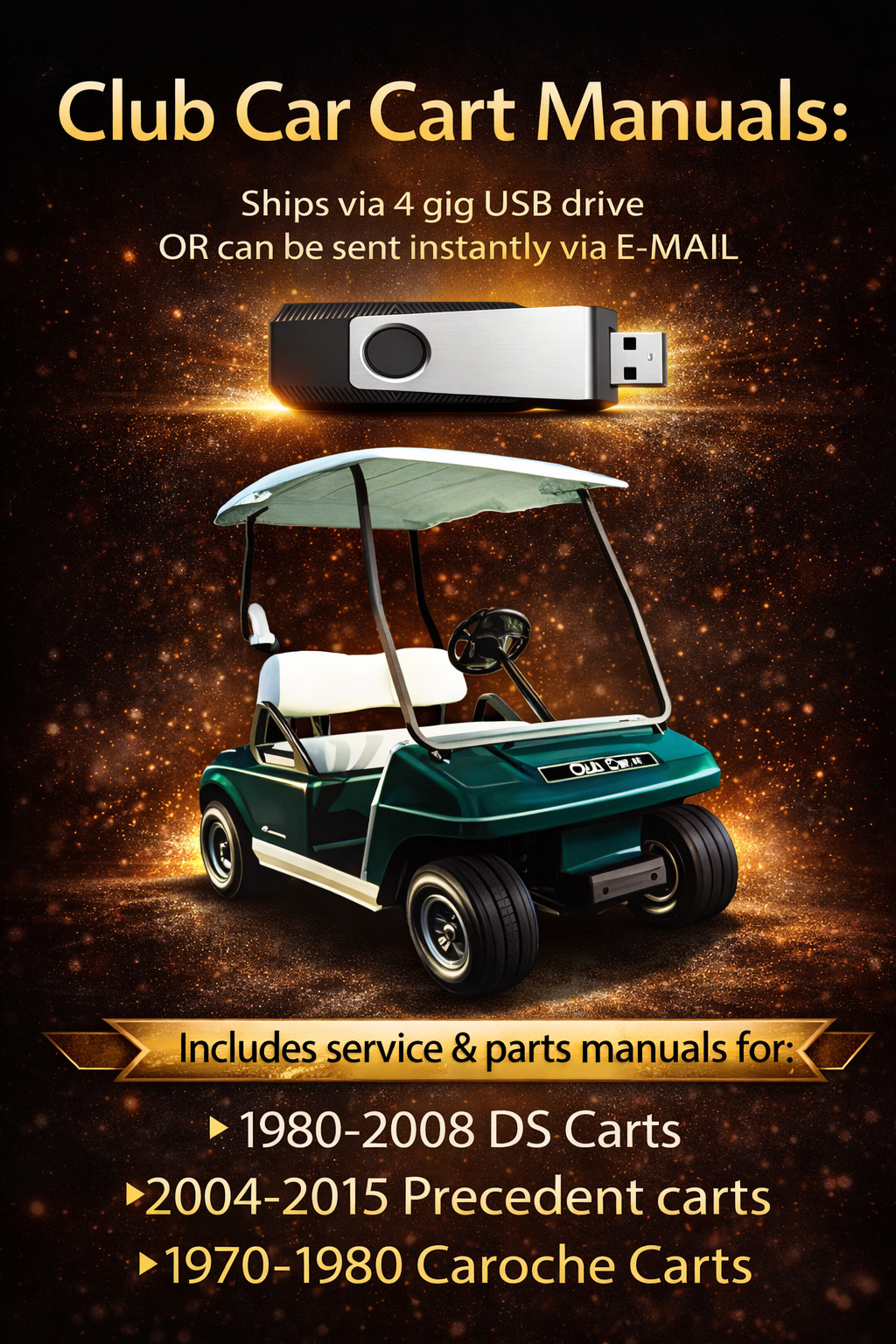 Club Car Golf Cart Service Repair Parts Manuals 1970 - 2015 DS Precedent Caroche
