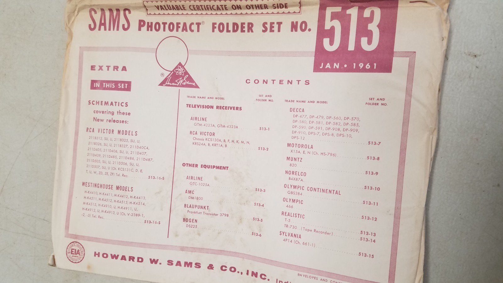 Sams Photo Facts Set 513 1/61 Complete (D)