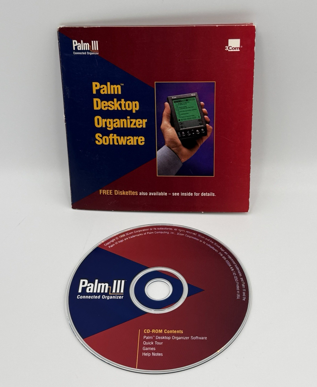 Palm III Desktop Organizer Software CD-ROM 3Com Vintage PDA Install Disc