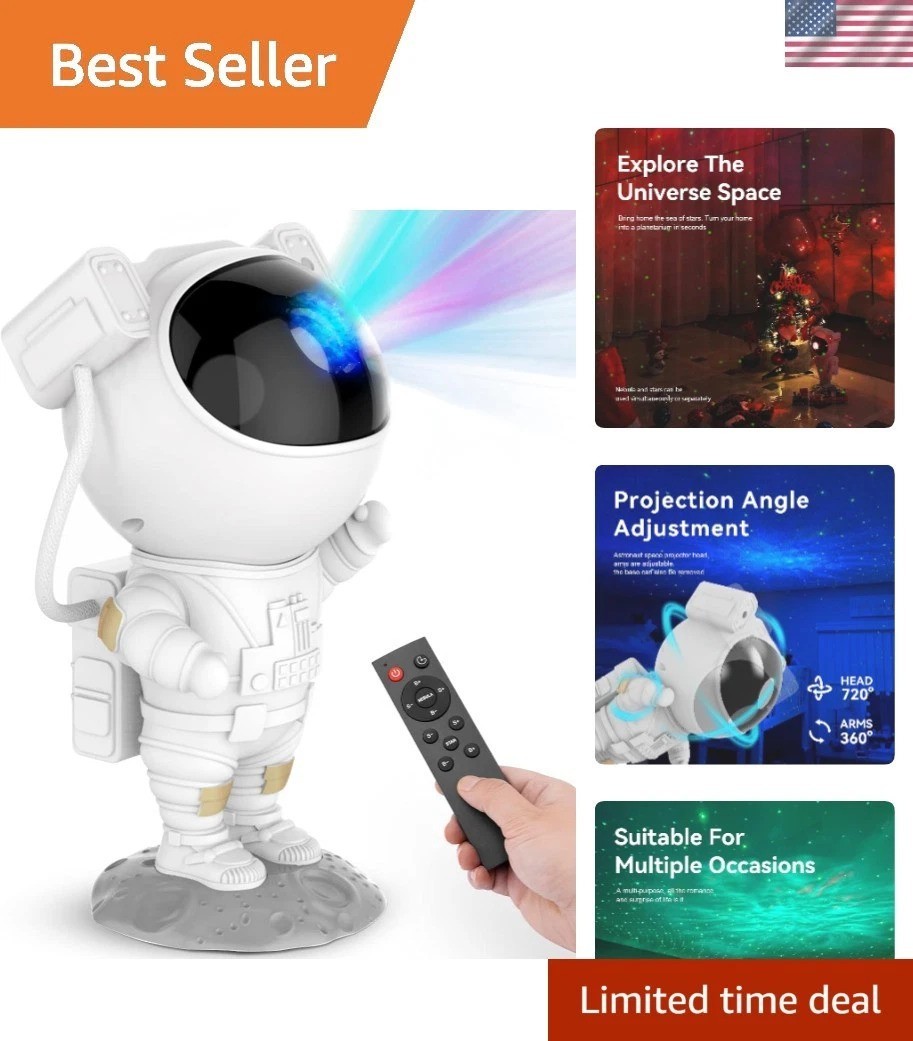 Space-Themed Astronaut Night Light Projector - Perfect for Holidays & Birthdays