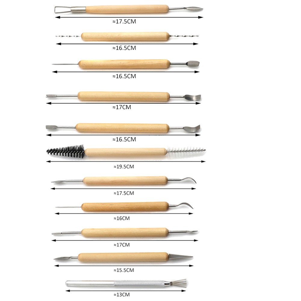 11Pcs Pottery Clay Sculpting Tool Set Wooden Handle Ceramic Carving Shaping Tool