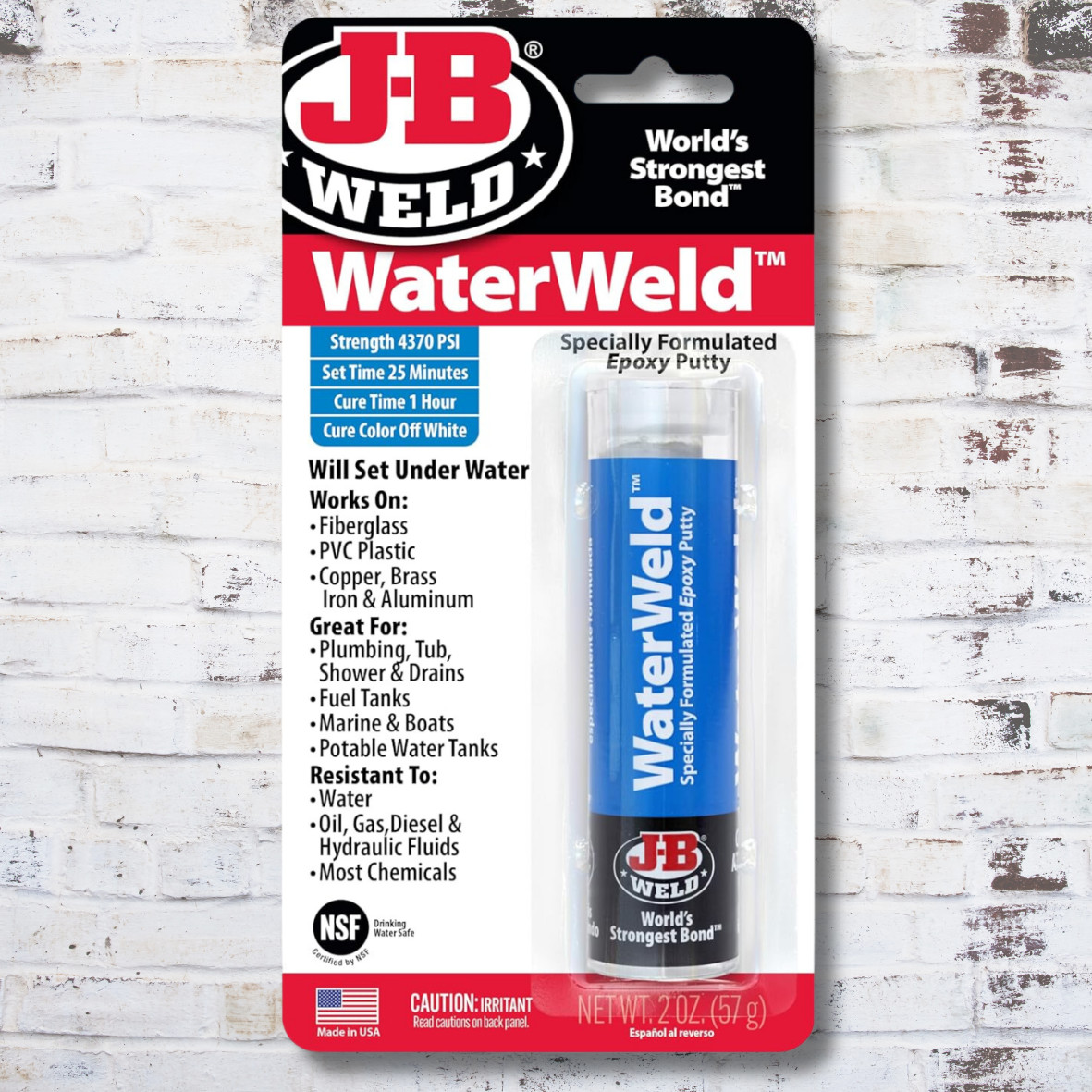 J-B Weld 8277 WaterWeld Epoxy Putty Stick - 2 oz. Off White new free shipping