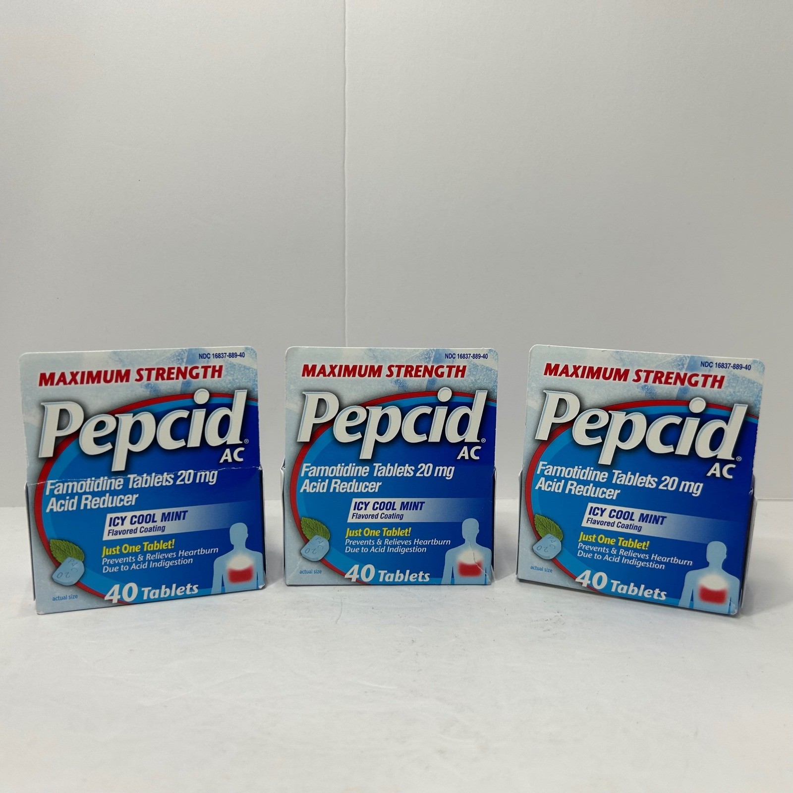 Pepcid AC Maximum Strength 20mg Famotidine 40ct Each Exp 07/2027 3 Pack