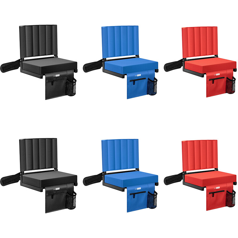 2pc Portable Folding Stadium Seat Chair Padded w/ Cup Holder Strap Bleacher Seat