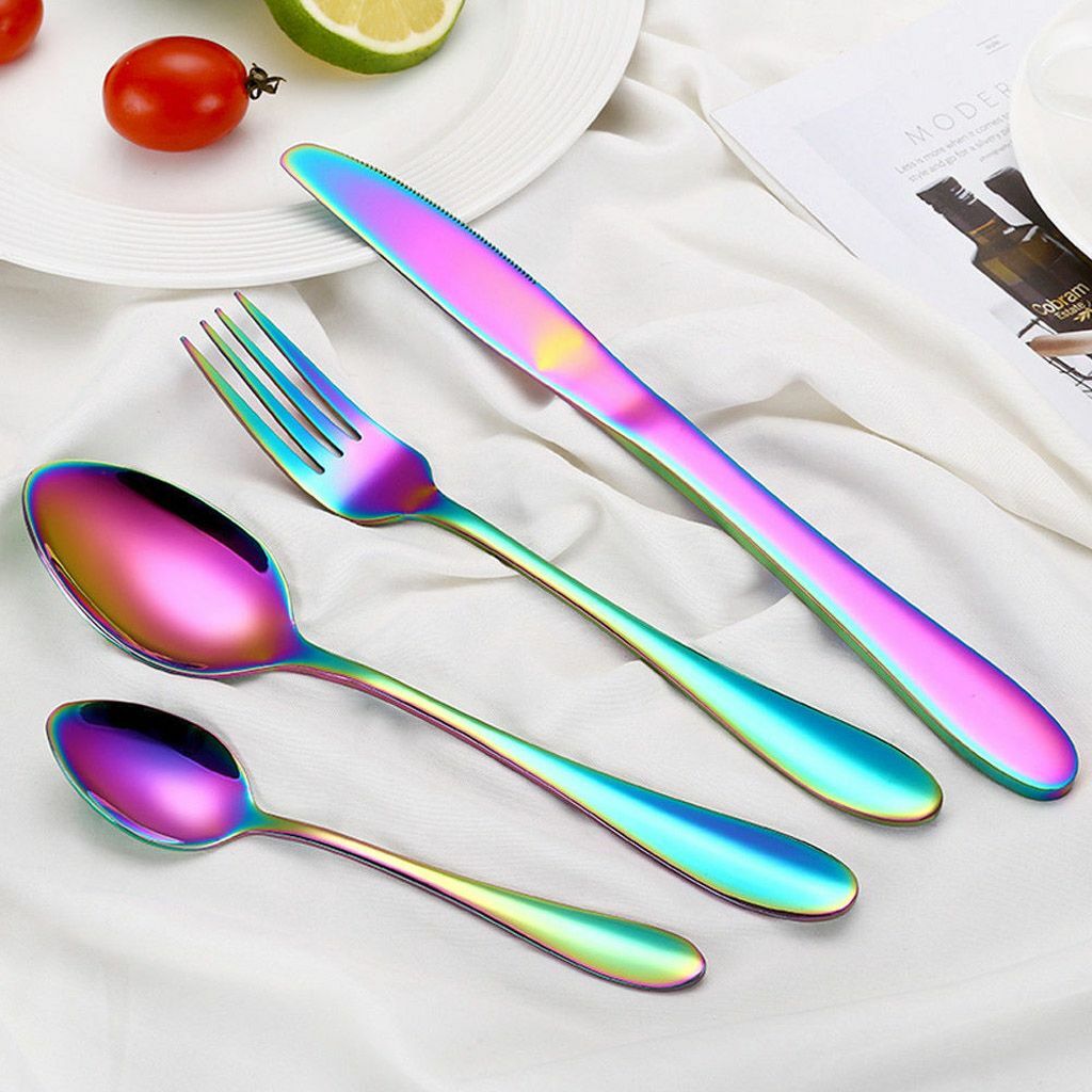 4pcs/Set Silverware Set Flatware Cutlery Sets Stainless Steel Knife Fork Spoon