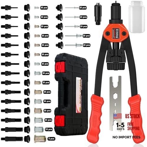 Dual-Function Rivet Nut Tool Rivet Gun Kit Including 405 pcs Rivet Nuts orange