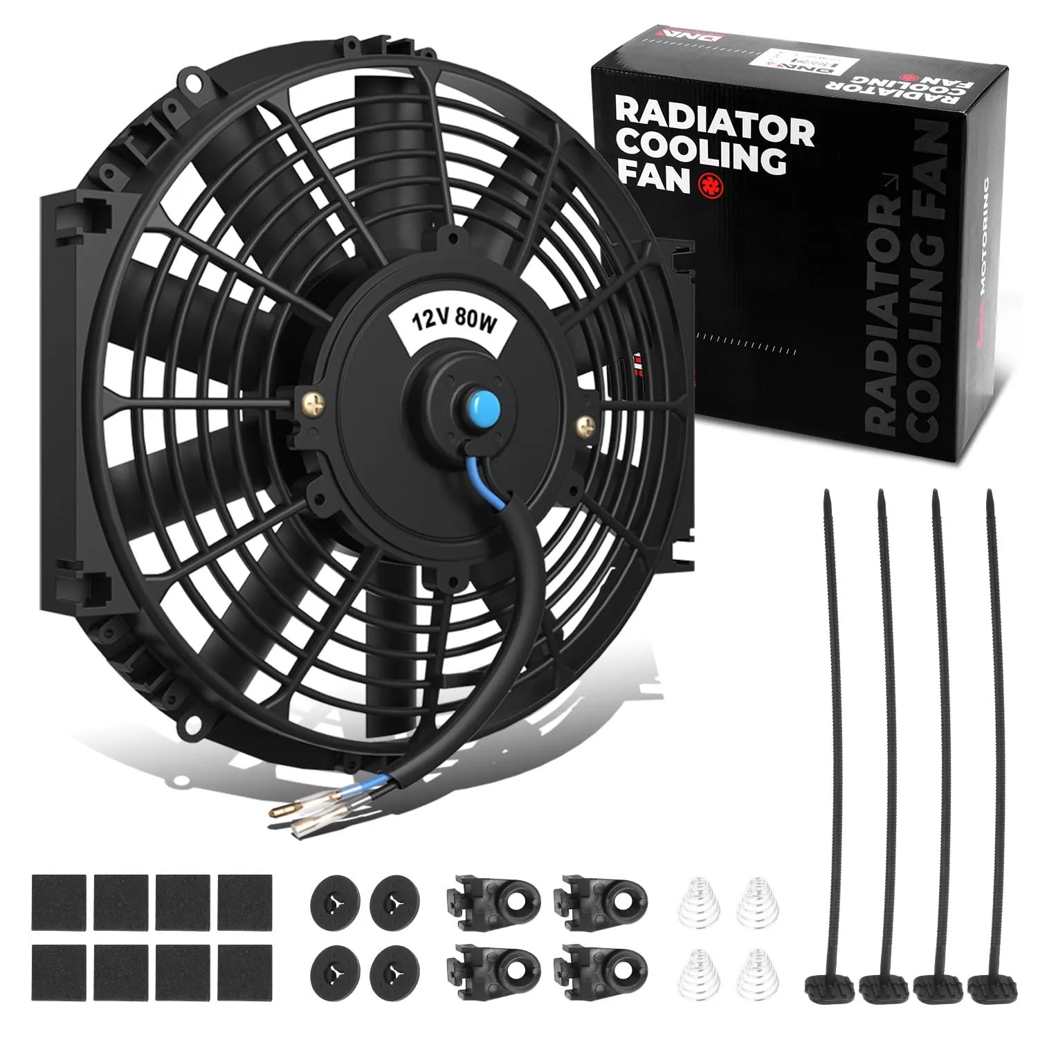 12 Inch High Performance Electric Cooling Slim Radiator Fan With Mounting Kit
