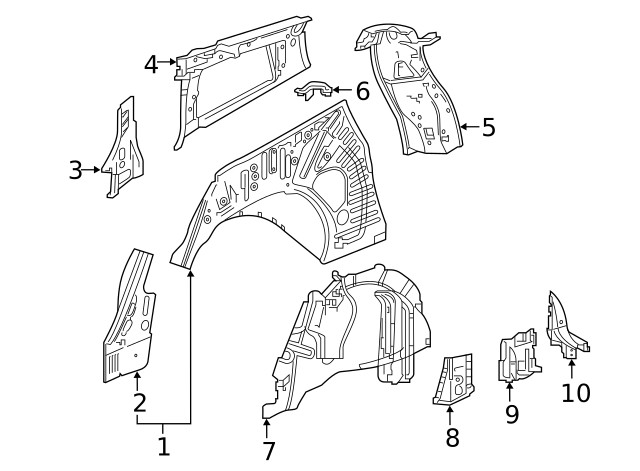 Genuine GM Passenger Side Quarter Panel Brace 84428045
