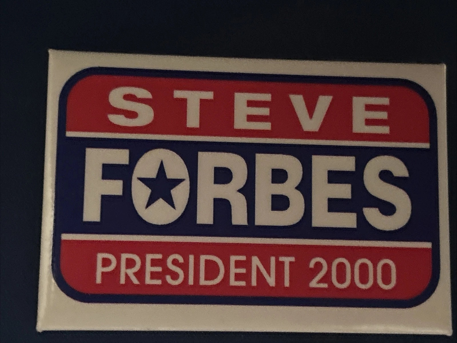 Steve Forbes President 2000  3” x 2” pinback button pin
