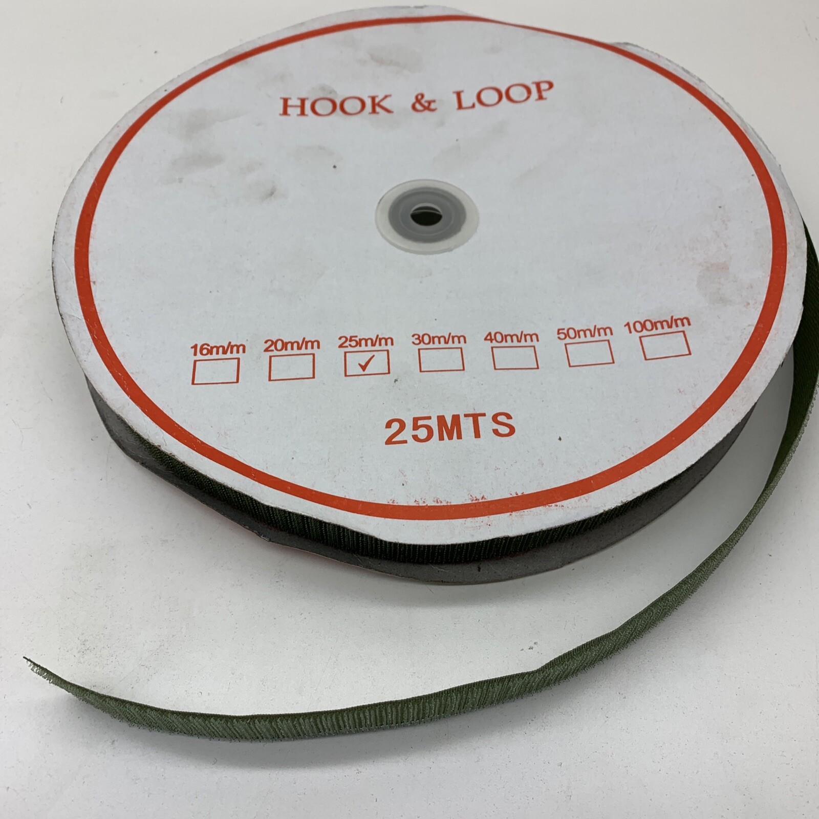 Hook & Loop 25MTS Touch & Close Fastener Green 25mm Wide HOOK SIDE ONLY!